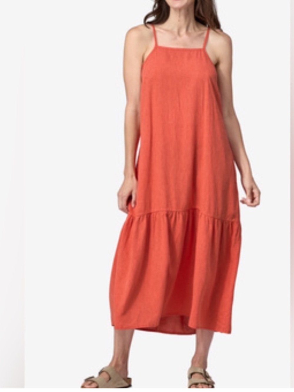 Patagonia Women's Garden Island Tiered Orange Sun Dress Size Medium